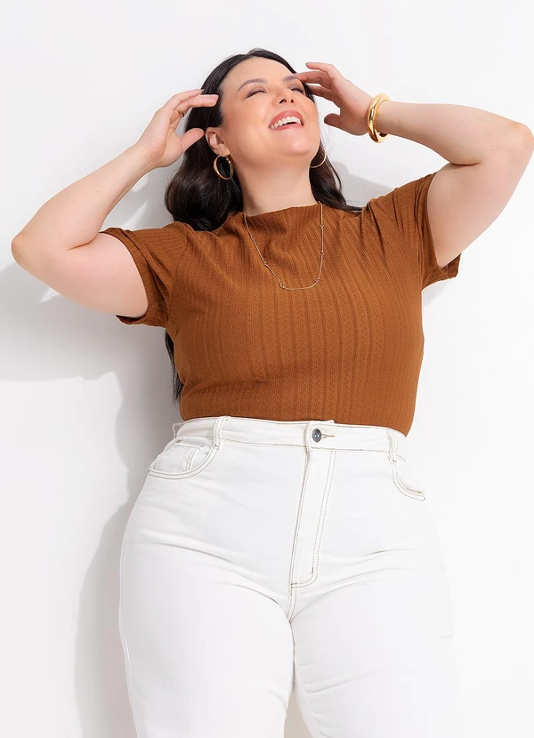 Marguerite - Blusa Marrom Malha Texturizada 7