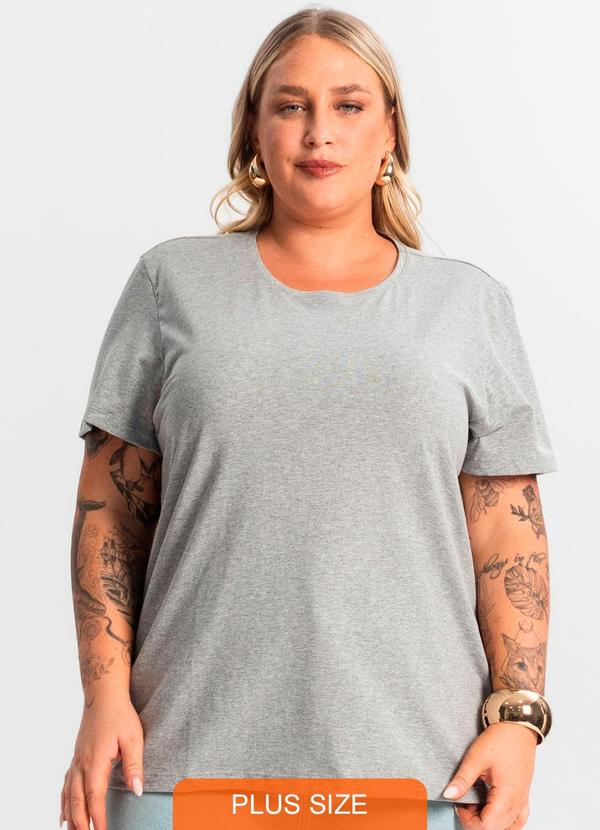 Rovitex - Blusa Meia Malha Básica Plus Size Feminina Cinza