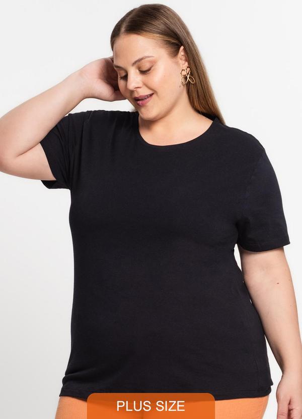 Rovitex - Blusa Meia Malha Básica Plus Size Kohmar Preto
