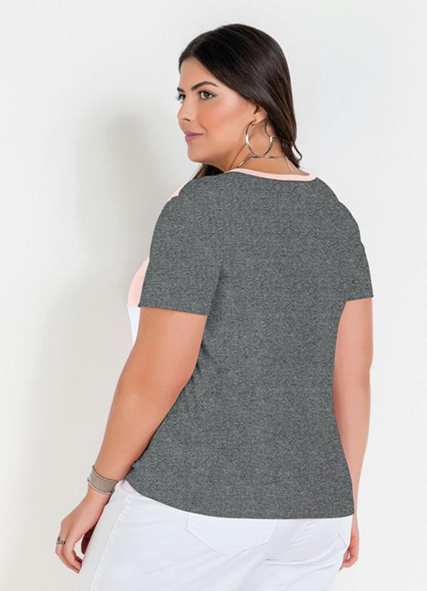 Outlet - Blusa Mescla Chumbo Tricolor Plus Size 2