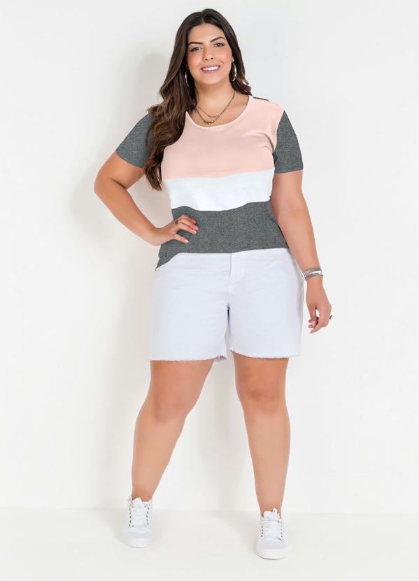 Outlet - Blusa Mescla Chumbo Tricolor Plus Size 3