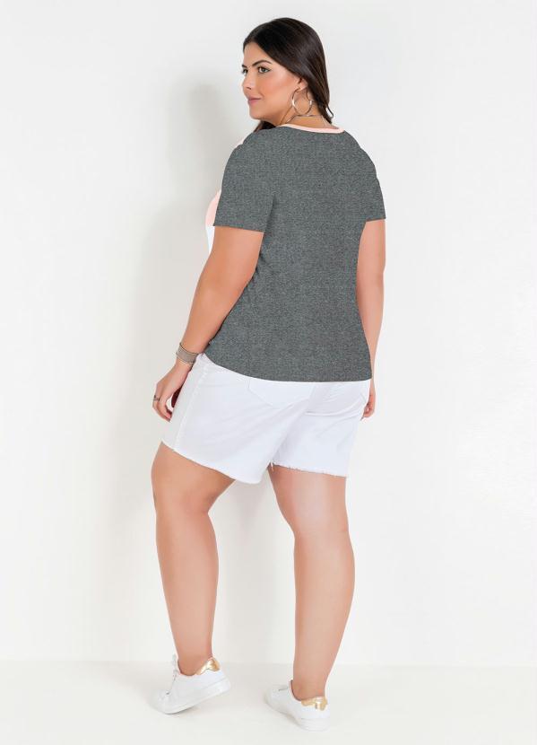 Outlet - Blusa Mescla Chumbo Tricolor Plus Size 4