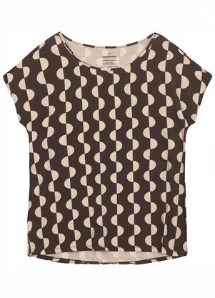 Malwee - Blusa Mulllet Geométrica Café - MALWEE