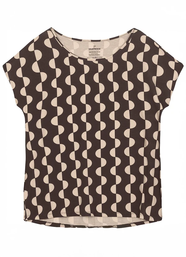 Malwee - Blusa Mulllet Geométrica Café