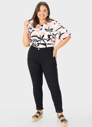 Malwee Plus - Blusa Off White Box Tropical em Viscolinho - MALWEE PLUS