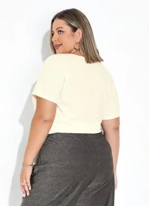 Marguerite - Blusa Off White com Estampa Localizada Plus Size - MARGUERITE