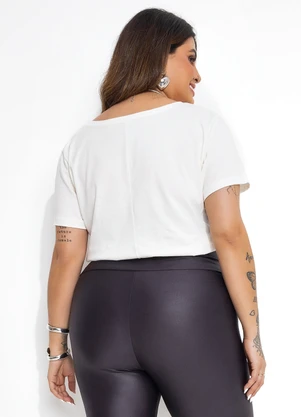 Marguerite - Blusa Off White com Estampa Localizada Plus Size - MARGUERITE