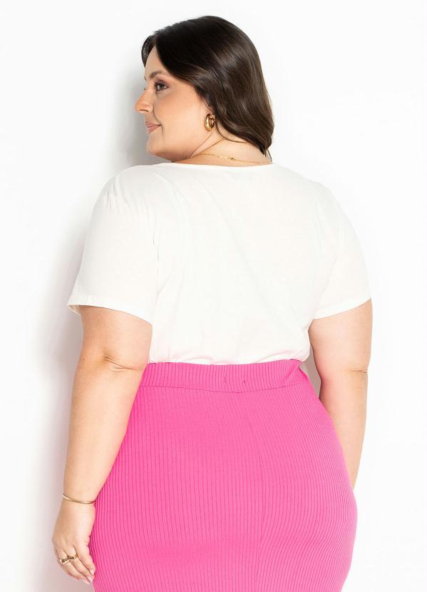 Marguerite - Blusa Off White com Estampa Neon Plus Size 2