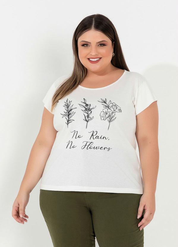 Marguerite - Blusa Off White com Estampa Plus Size