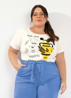 Blusa Off White do Signo (Aqurio) Plus Size