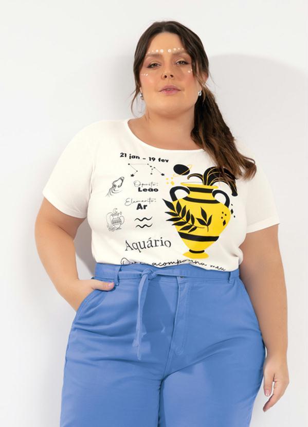 Blusa Off White do Signo (Aqurio) Plus Size