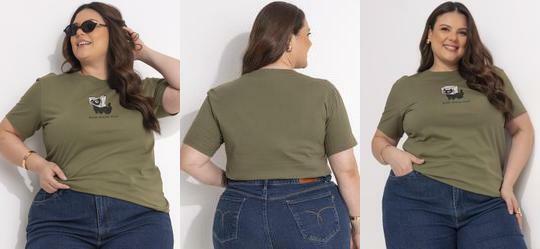 Blusa Verde Oliva em Malha de Algodo Penteado