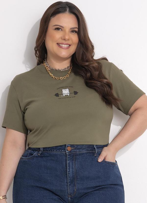 Blusa (Verde Oliva) em Malha de Algodo Penteado