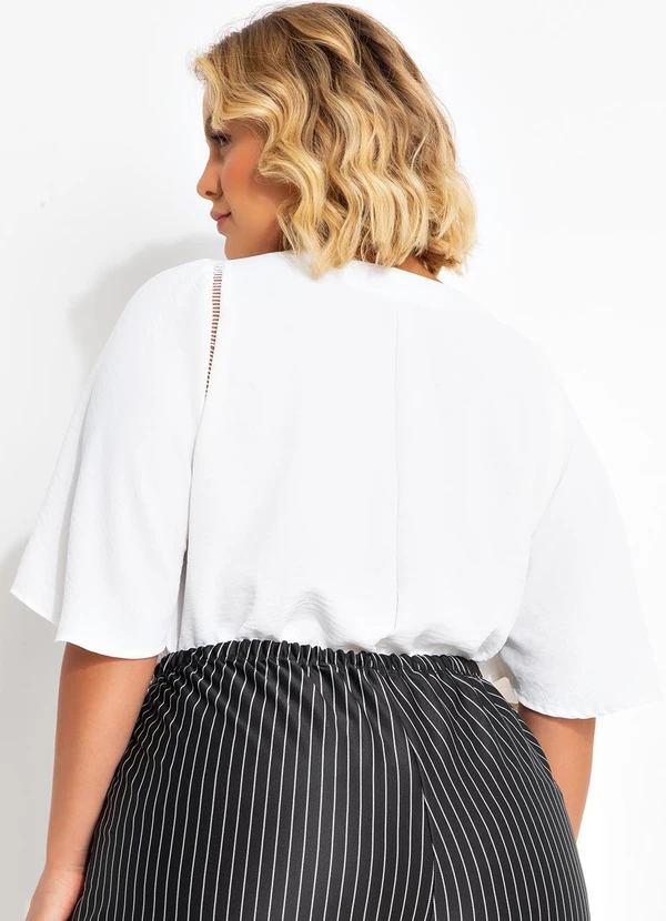 Marguerite - Blusa Off White em Crepe Plano 2