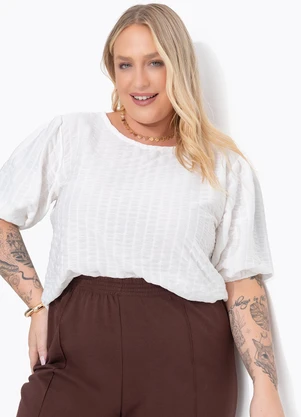Marguerite - Blusa Off White em Maha Texturizada - MARGUERITE