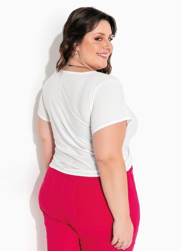 Outlet - Blusa Off White em Malha Crepe Plus Size 2