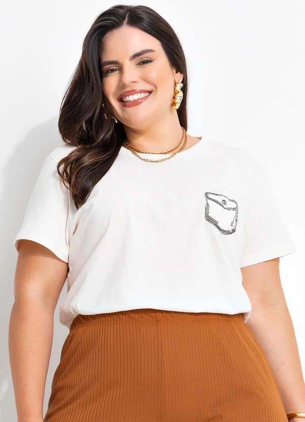 Marguerite - Blusa Off White em Malha de Algodão