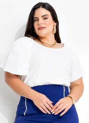 Marguerite - Blusa Off White em Malha de Algodão - MARGUERITE