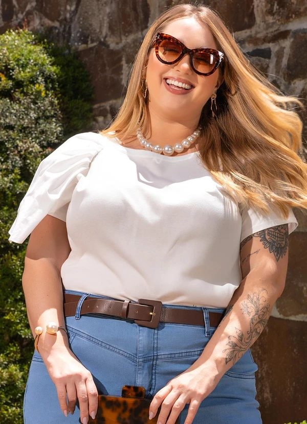 Marguerite - Blusa Off White em Malha de Algodão 5