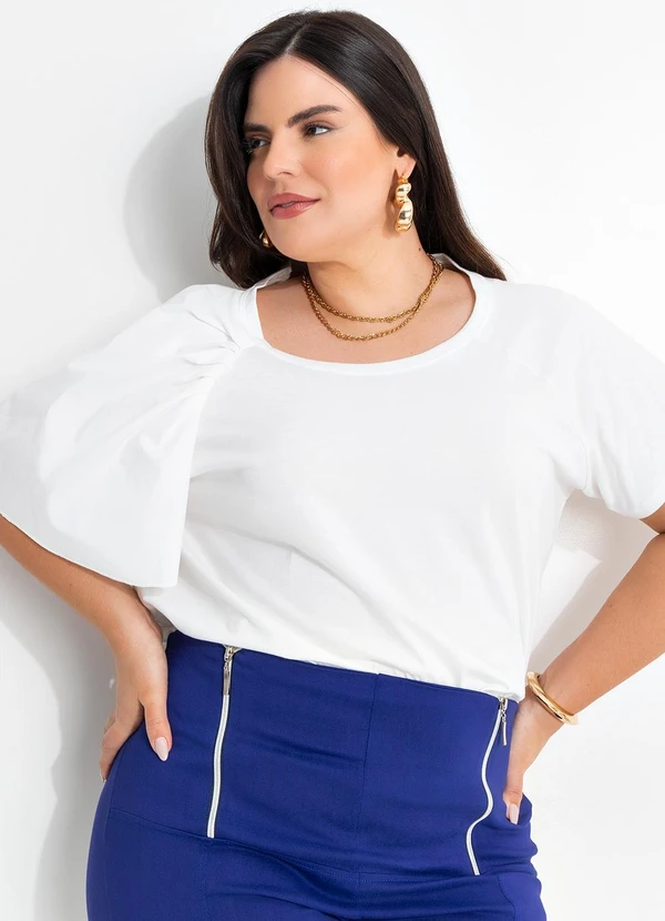 Marguerite - Blusa Off White em Malha de Algodão 8