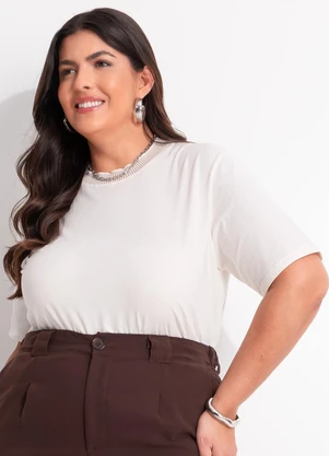 Marguerite - Blusa Off White em Malha de Algodão - MARGUERITE