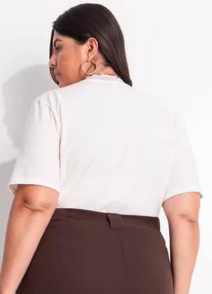 Marguerite - Blusa Off White em Malha de Algodão - MARGUERITE