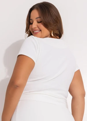 Marguerite - Blusa Off White em Malha Texturizad - MARGUERITE