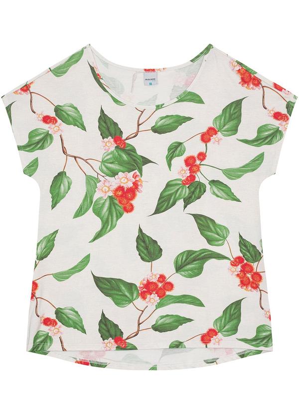 Malwee Plus - Blusa Off White Tropical em Viscose Conforto 3