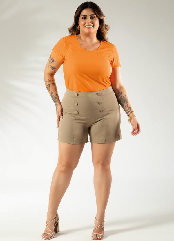 Cativa - Blusa Ombro Estampado Plus Size Amarelo 2