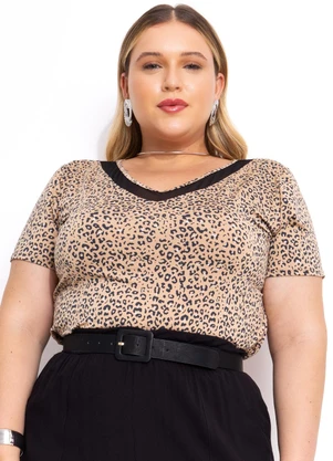 Marguerite - Blusa Onça Bege em Malha Fria - MARGUERITE