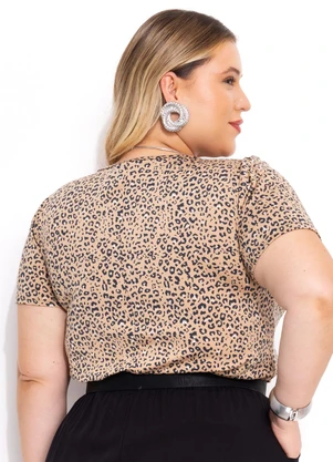 Marguerite - Blusa Onça Bege em Malha Fria - MARGUERITE