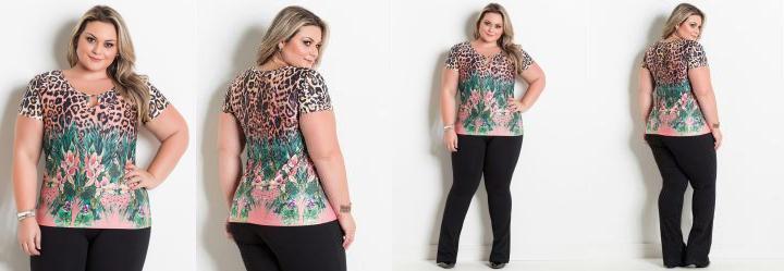 Blusa Ona e Floral com Vazado no Decote