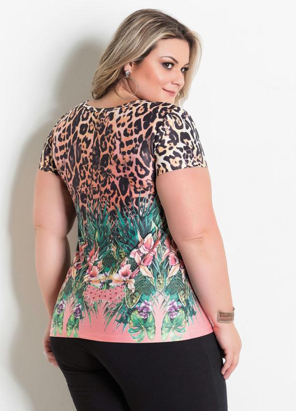 Marguerite - Blusa Onça e Floral com Vazado no Decote 2