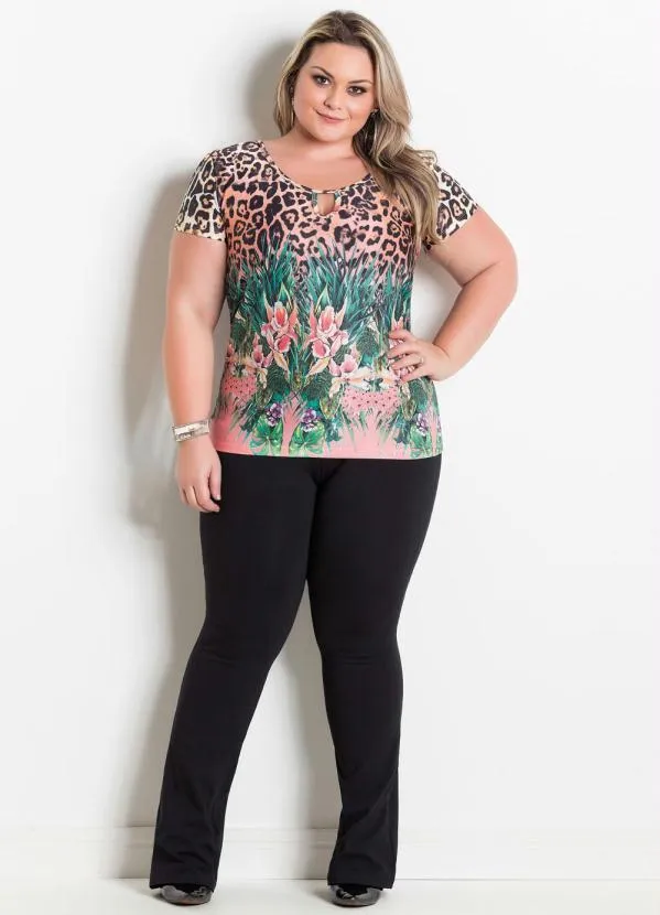 Marguerite - Blusa Onça e Floral com Vazado no Decote 3