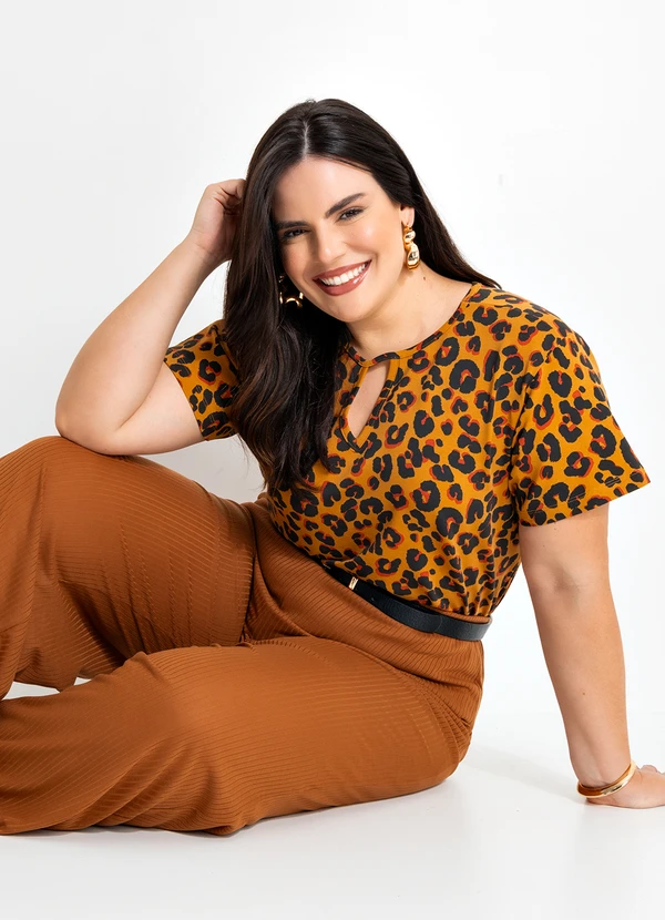 Marguerite - Blusa Onça Moderna em Malha de Viscose 6