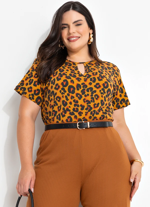 Marguerite - Blusa Onça Moderna em Malha de Viscose 7