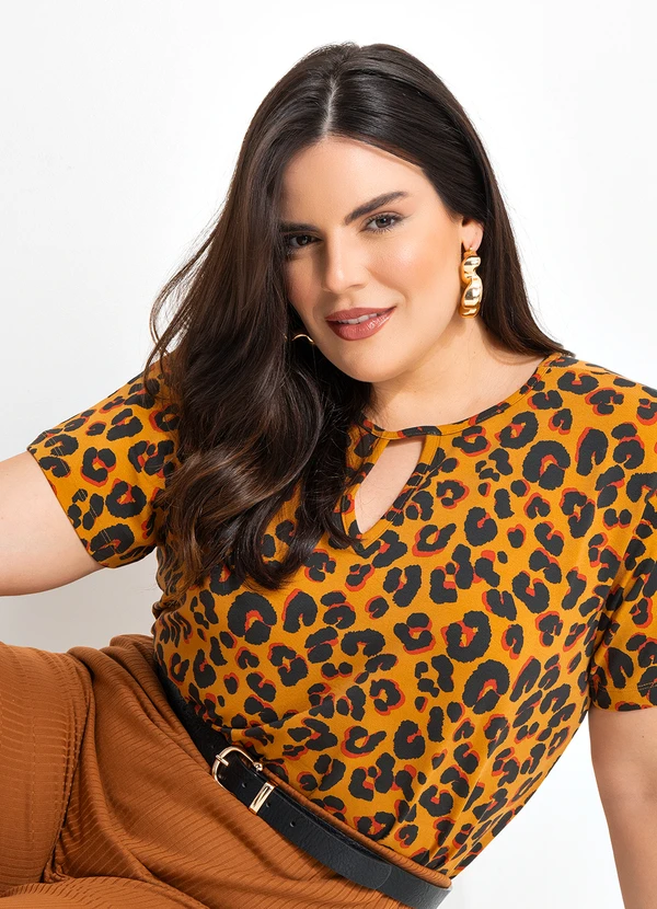 Marguerite - Blusa Onça Moderna em Malha de Viscose 8