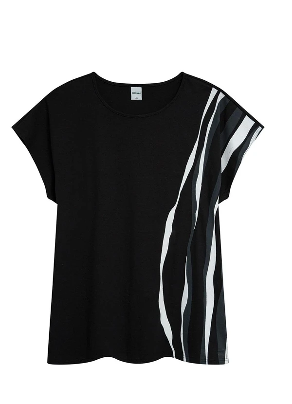 Malwee - Blusa Orgânica Ampla Meia Malha Plus Preto