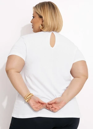 Marguerite - Blusa Peplum Branca Detalhe Gota Plus Size - MARGUERITE