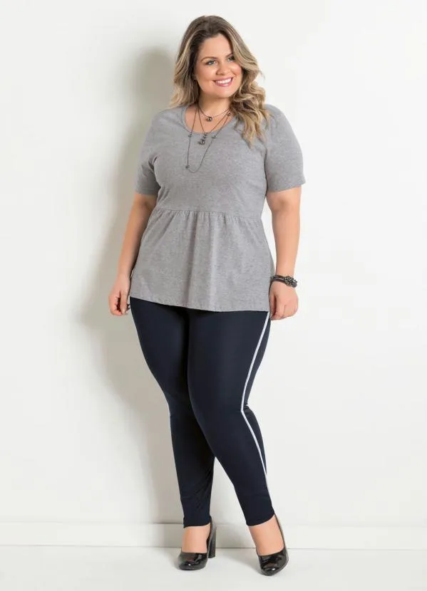 Marguerite - Blusa Peplum Cinza Detalhe Gota  Plus Size 3