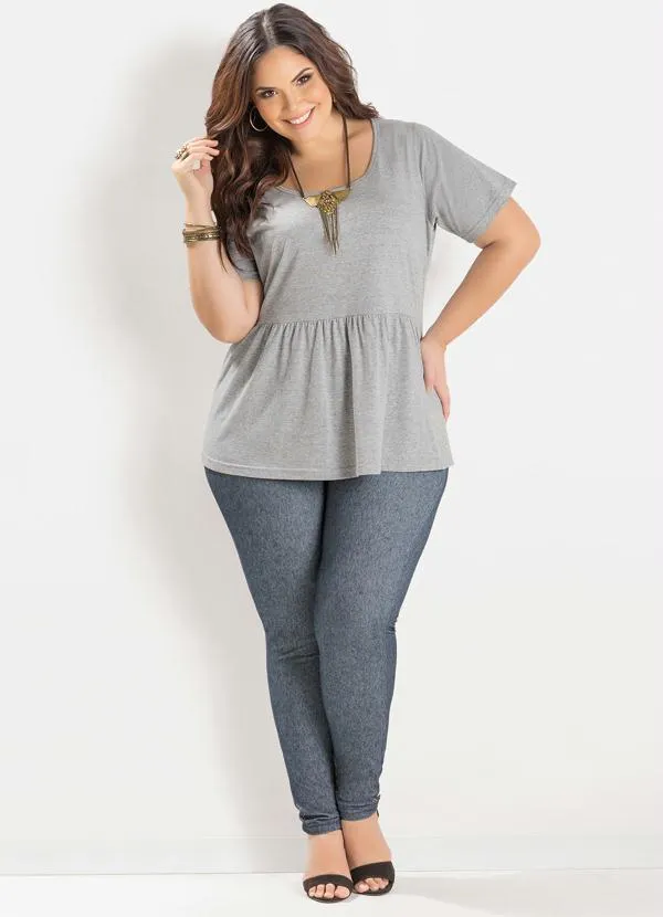 Marguerite - Blusa Peplum Cinza Detalhe Gota  Plus Size 4