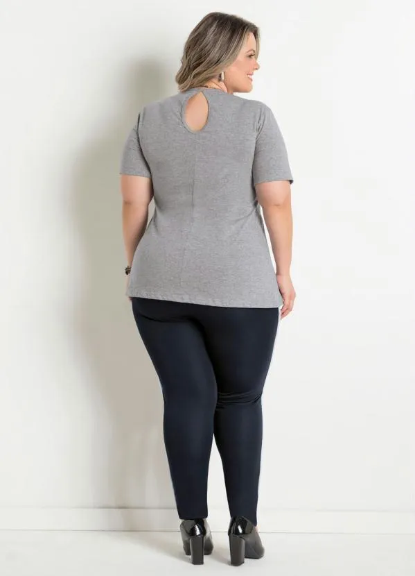 Marguerite - Blusa Peplum Cinza Detalhe Gota  Plus Size 5