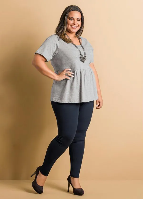 Marguerite - Blusa Peplum Cinza Detalhe Gota  Plus Size 6