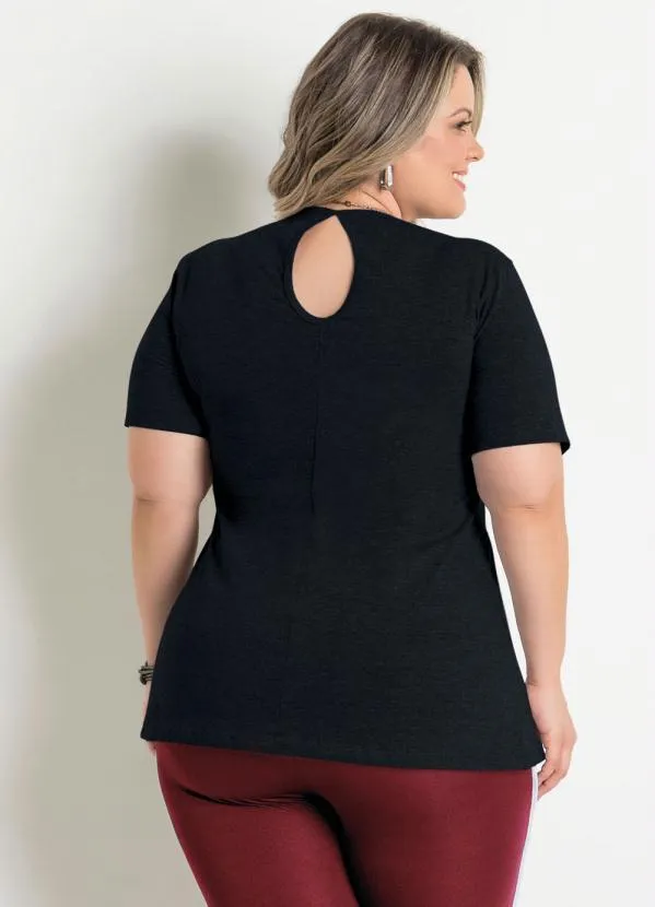 Marguerite - Blusa Peplum Preta Detalhe Gota Plus Size 2