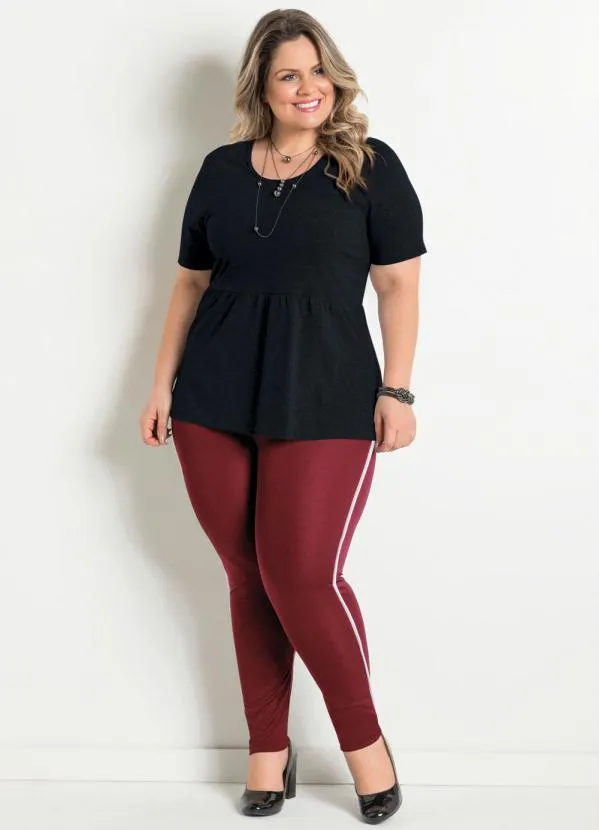 Marguerite - Blusa Peplum Preta Detalhe Gota Plus Size 3