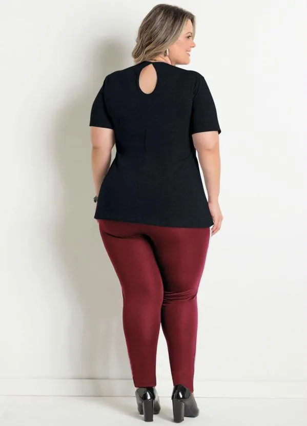 Marguerite - Blusa Peplum Preta Detalhe Gota Plus Size 4