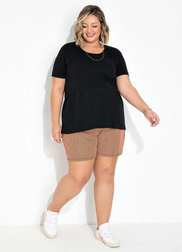 Marguerite - Blusa Peplum Preta Detalhe Gota Plus Size 5