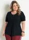 Marguerite - Blusa Peplum Preta Detalhe Gota Plus Size - variação: Preta