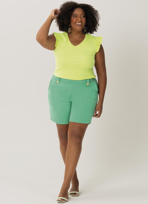 Habana - Blusa Plus com Babados na Manga Verde 2