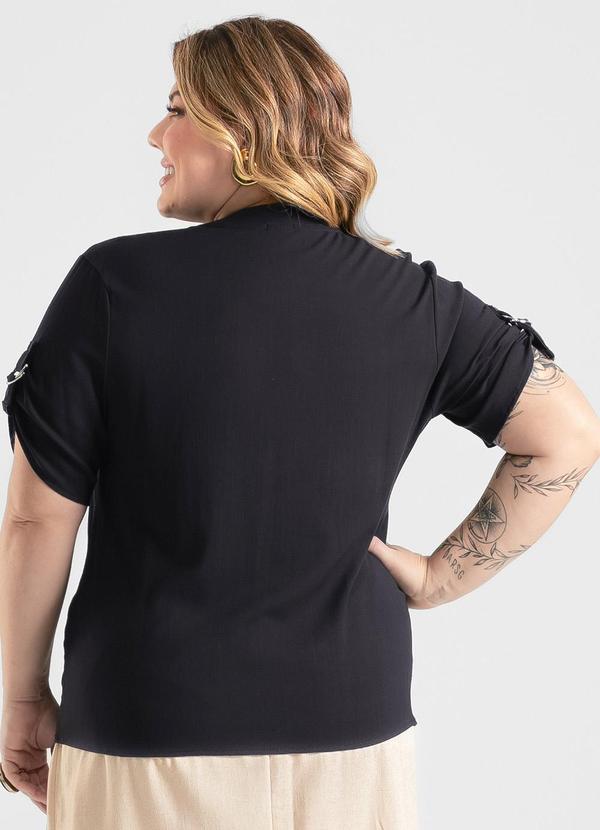 Cativa - Blusa Plus Size Bata Decote Gota Preto 2